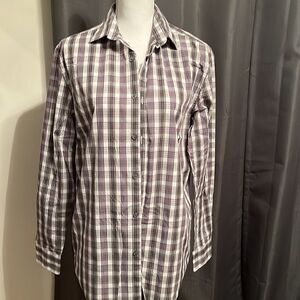 𝅺nwot Axist Men's Purple Plaid Button Down Collared Shirt.  Size Small